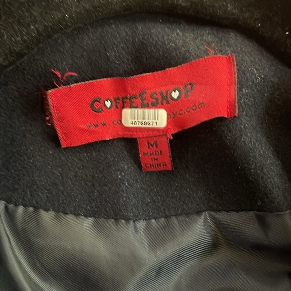 CoffeeShop black wool button down coat. Size Medium - Picture 6 of 9